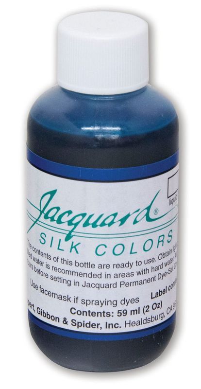 Vibrant cyan dye in a 59.15ml bottle, perfect for silk and protein fibers, ideal for various fabric dyeing techniques.