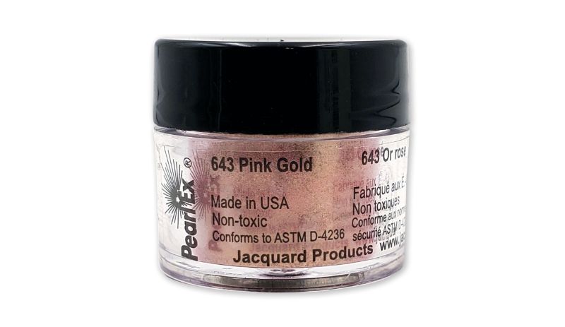 Pearl Ex Powdered Pigment in Pink Gold, 3g, offers a shimmering metallic effect for various art projects and surfaces.