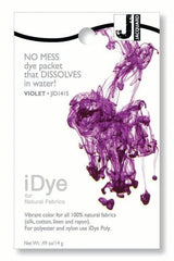 Vibrant Jacquard Violet 415 dye for natural fabrics in a mess-free dissolvable packet for easy use and uniform colors.