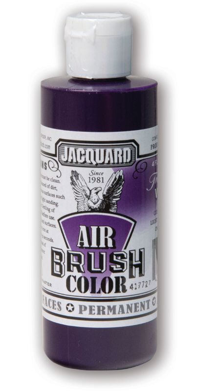 Jacquard Transparent Violet 104 airbrush paint in 118.29ml, ideal for vibrant fabric and surface applications, non-toxic and versatile.
