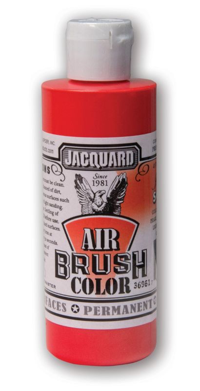 Vibrant Jacquard Iridescent Scarlet 606 airbrush paint, 118.29ml, ideal for diverse surfaces and artistic applications.