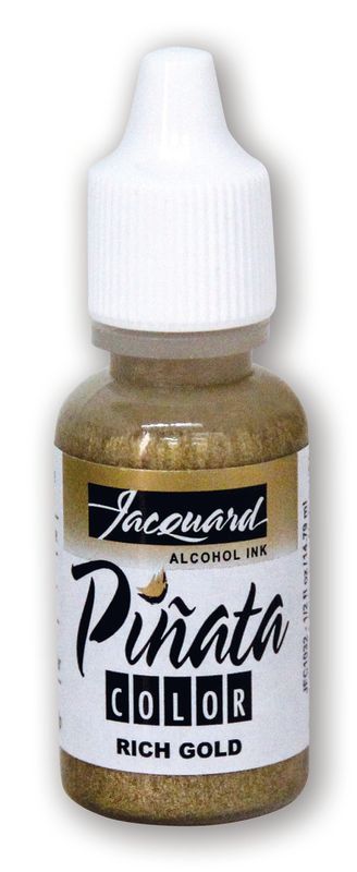 Jacquard Piñata Rich Gold Alcohol Ink (14.79ml) in a vibrant gold, perfect for crafting on non-porous surfaces.