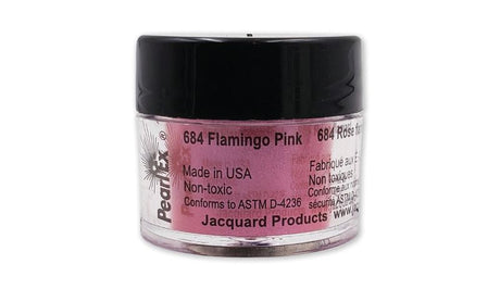 Pearl Ex Powdered Pigment in Flamingo Pink, versatile for creating metallic and pearlescent effects in various art projects.