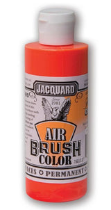 Vibrant Jacquard Airbrush Paint in Fluorescent Orange 405, perfect for various surfaces and creative projects.