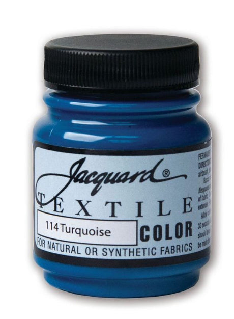 Vibrant TURQUOISE textile paint for fabric art, ideal for various techniques and surfaces, 66.54ml bottle.