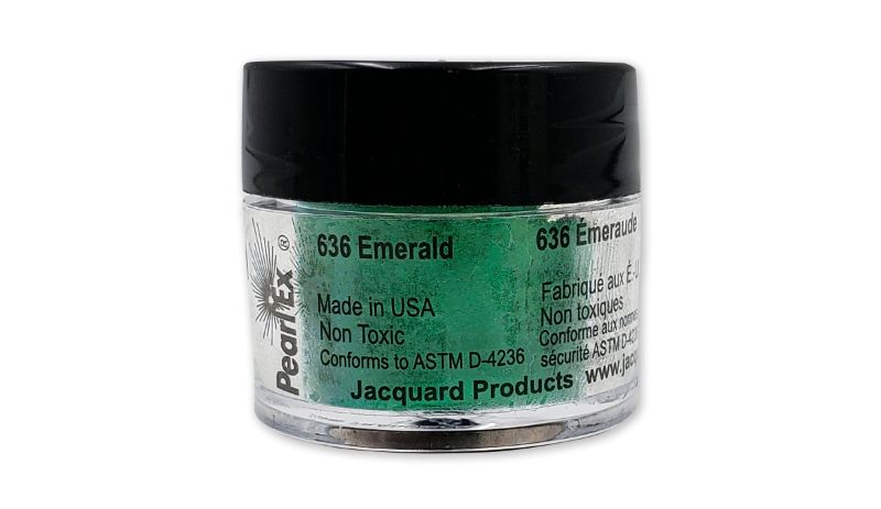 Pearl Ex Powdered Pigment in Jacquard Emerald 636 (3g) enhances art with vibrant, lustrous emerald effects for various mediums.