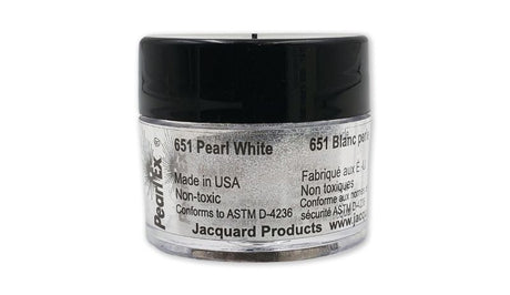 Pearl Ex Powdered Pigment in Pearl White, 3g, perfect for metallic finishes on various surfaces and mediums.