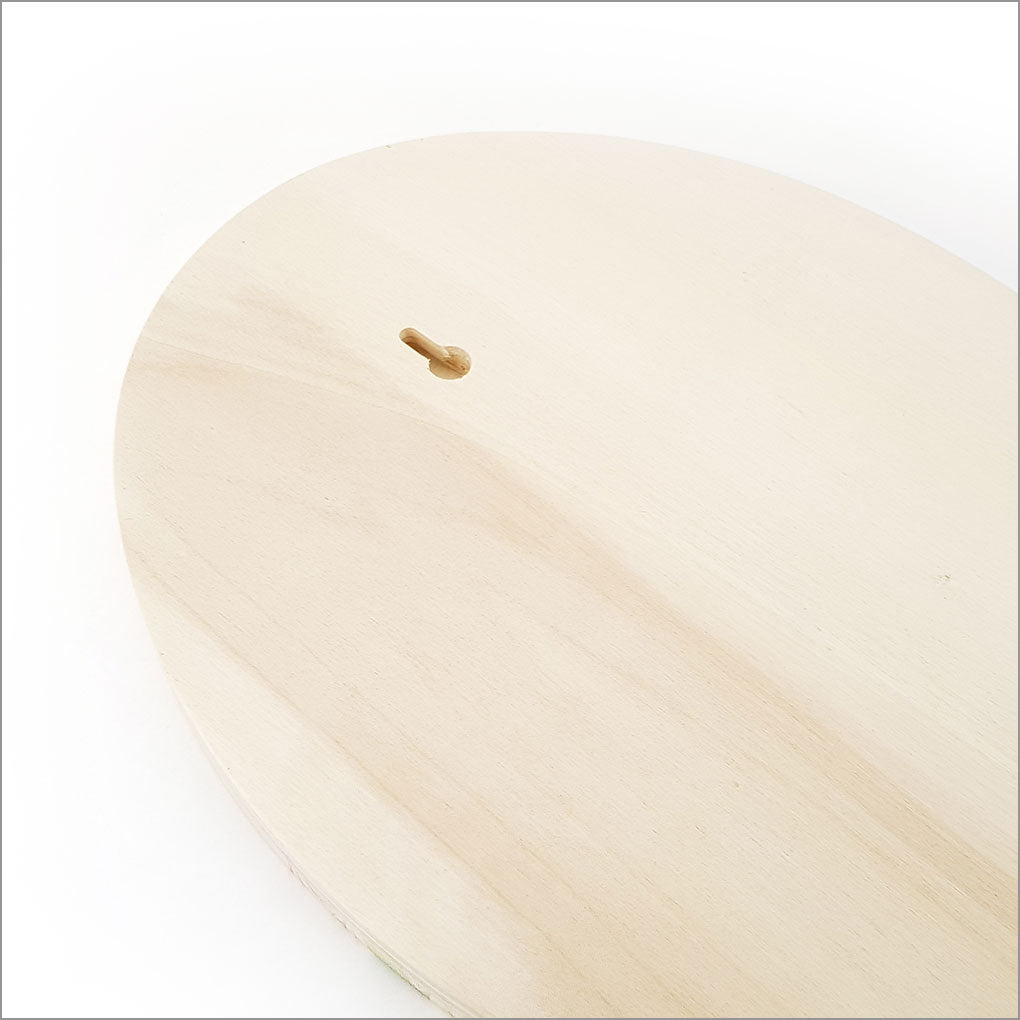 Ply Oval Wall Art featuring a colorful unicorn design, crafted from eco-friendly pine ply, perfect for children's rooms.