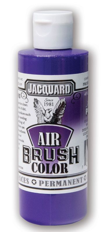 Vibrant Jacquard Airbrush Paint in Bright Purple 504, ideal for various surfaces, offering durability and excellent coverage.