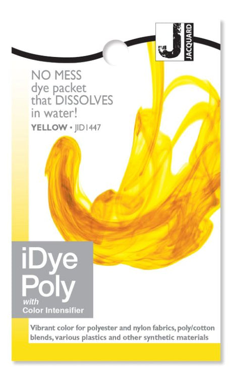 Dissolvable Jacquard Yellow 447 dye for polyester, nylon, and plastics; ideal for crafts and cosplay projects.