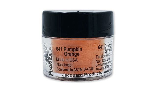 Vibrant JACQUARD PUMPKIN ORANGE Pearl Ex Pigment in 3g, perfect for metallic effects on various surfaces in art projects.