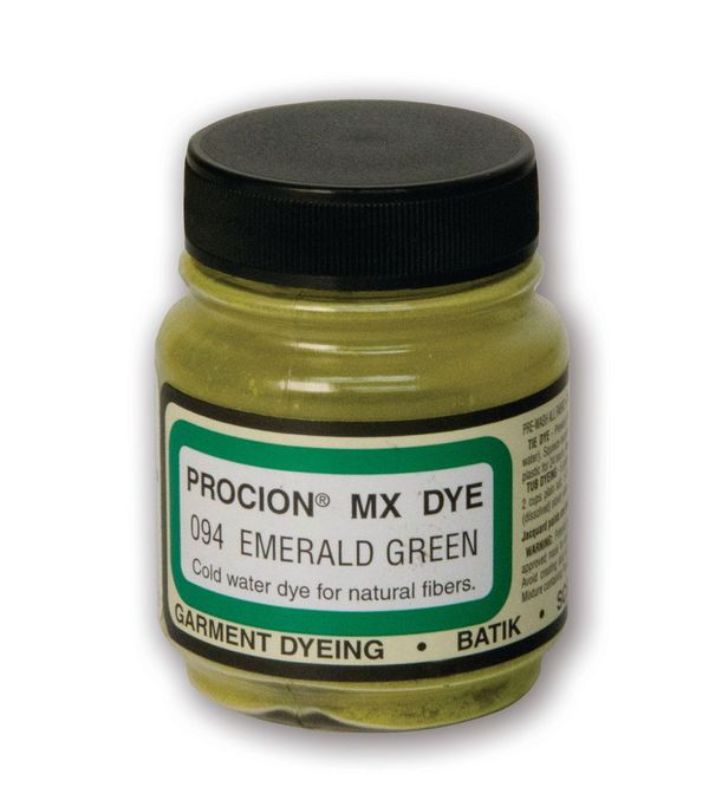 Vibrant emerald Procion MX dye for cold water fabric dyeing, suitable for tie dye, batik, and various creative techniques.