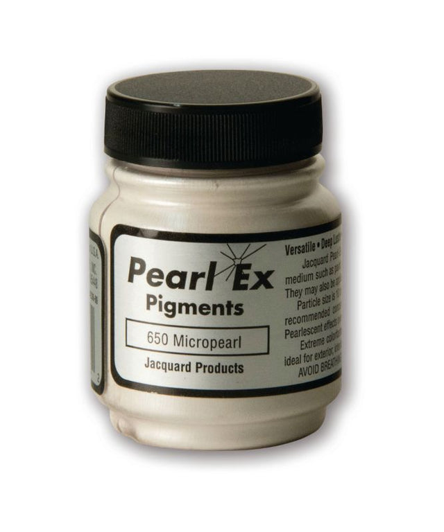 Pearl Ex Powdered Pigment in Micro Pearl, versatile for creating metallic effects on various surfaces and mediums.