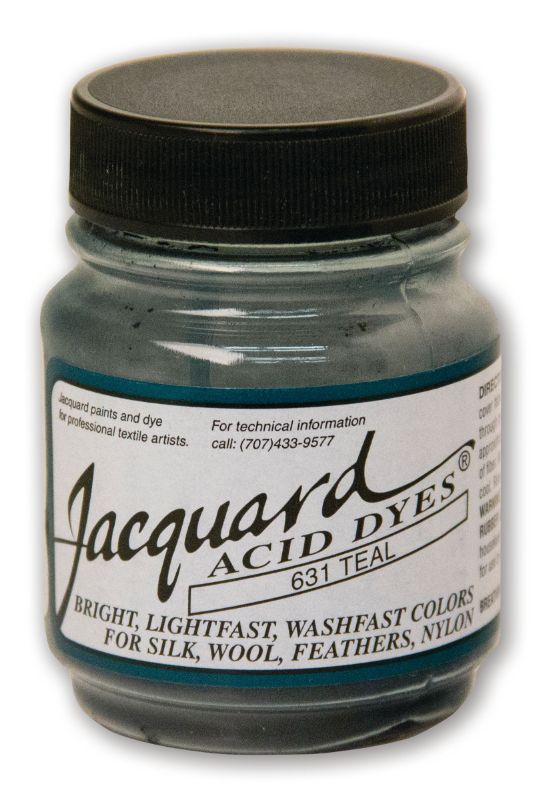 Vibrant Jacquard Acid Dye in Teal 631, perfect for dyeing silk, wool, and protein fibers with brilliant, colorfast results.