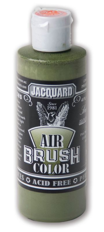 AIRBRUSH paint in Military Green, 118.29ml, ideal for versatile artistic projects on various surfaces. Non-toxic and easy to use.