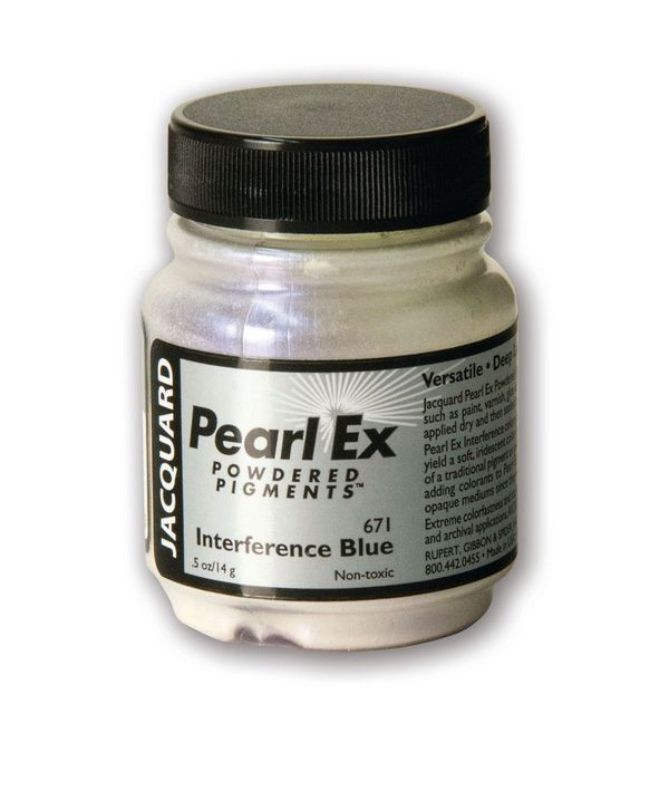 Pearl Ex Interference Blue powdered pigment in 14g, perfect for vibrant pearlescent effects on various artistic surfaces.