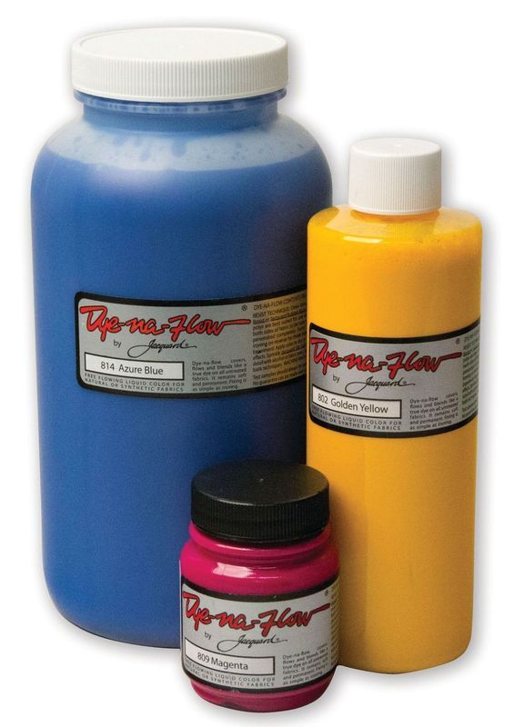 Jacquard Dye-Na-Flow Ochre 824 fabric paint in a 66.54ml bottle, ideal for vibrant, permanent designs on various surfaces.