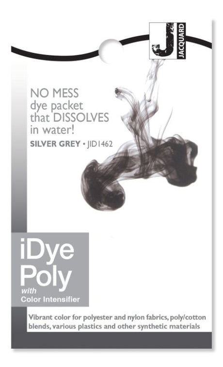 iDye Poly Jacquard Silver Gray 462 dye packet for coloring polyester and synthetics, easy-to-use dissolvable formula.