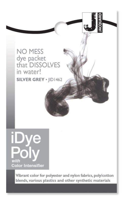 iDye Poly Jacquard Silver Gray 462 dye packet for coloring polyester and synthetics, easy-to-use dissolvable formula.