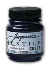 Navy fabric paint in a 66.54ml bottle, ideal for artists and crafters, offering durability and vibrant, semi-transparent color.