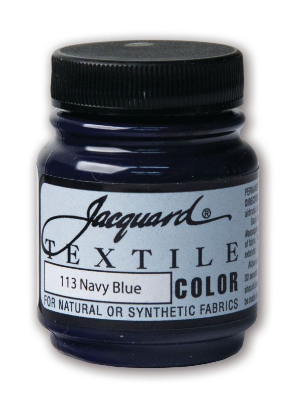 Navy fabric paint in a 66.54ml bottle, ideal for artists and crafters, offering durability and vibrant, semi-transparent color.