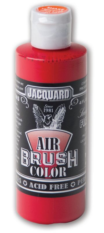Vibrant Jacquard Fire Red airbrush paint (118.29ml) for versatile, durable application on various surfaces.