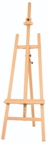 Premium Beechwood easel with adjustable height, supporting canvases up to 124cm, ideal for studio and outdoor painting.