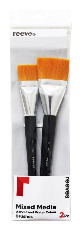 Reeves Mixed Media Brush Set - Gold Long Handle Large (2PCS)