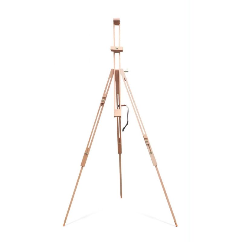 Lightweight FSC-certified Beechwood easel with adjustable holder, perfect for artists on the go, folding for easy transport.