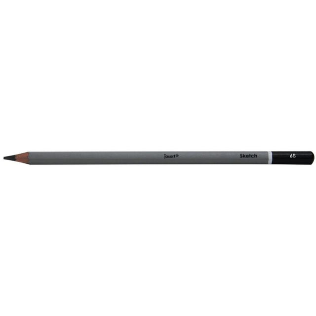 JASART Studio Quality Sketching Pencil 6B, crafted from quality wood for deep tones and break-resistant leads. Eco-friendly FSC certified.