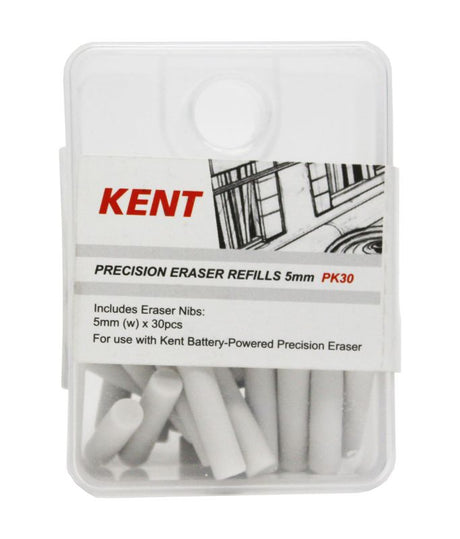 5MM 30-piece eraser refills designed for precise, clean erasing without smudging, ideal for artists and students.