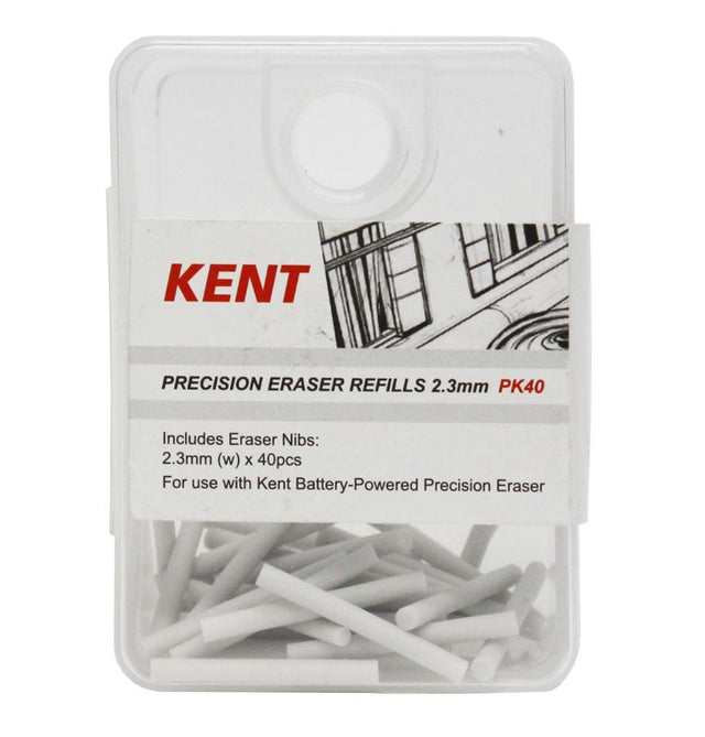 Premium 2.3MM 40-piece eraser refill pack for precise, smudge-free erasing in art and education.