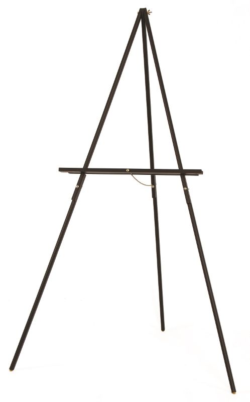 JASART Tripod Display Easel in black, ideal for displaying or sketching, with adjustable tray and rubber feet for stability.