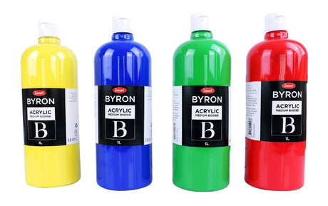 JASART Byron Burnt Umber acrylic paint in a 1L bottle, non-toxic, vibrant color for all surfaces, ideal for artists.