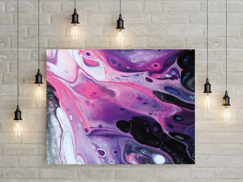 "Set of 4 vibrant acrylic pour paints in galaxy colors with pouring medium, perfect for fluid art without mixing."