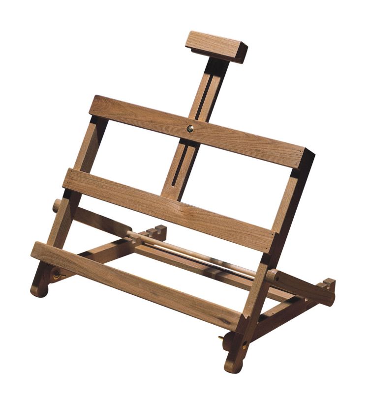 Reeves Table Easel in Beechwood, adjustable for canvases up to 480mm, offers stability and compact design for artists.