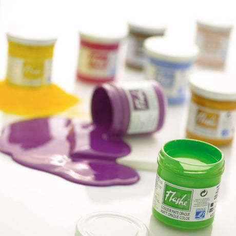 Vibrant 125ml Lefranc & Bourgeois Fluorescent Pink vinyl paint, perfect for various surfaces and creative projects.