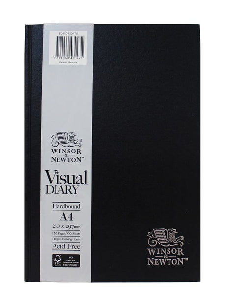 Hardbound A4 visual diary with 60 high-quality sheets, perfect for pastels, calligraphy, and vibrant colors. FSC certified.