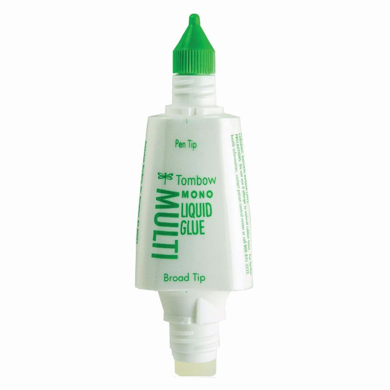 Tombow MONO Multi Liquid Glue (26ml) featuring dual applicators for permanent or repositionable bonding in a compact tube.