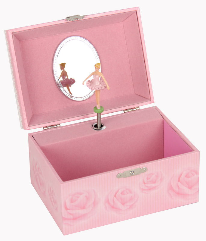 Elegant Musical Jewelry Box featuring twirling ballerinas, plush lining, mirror, and plays 'It Came Upon a Midnight Clear'.