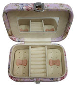 Elegant floral-patterned jewellery box measuring 15cm, perfect for organizing and displaying your precious accessories.