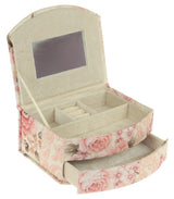 Elegant curved front jewellery box (21cm) offering spacious storage for necklaces, rings, and more, enhancing any decor.