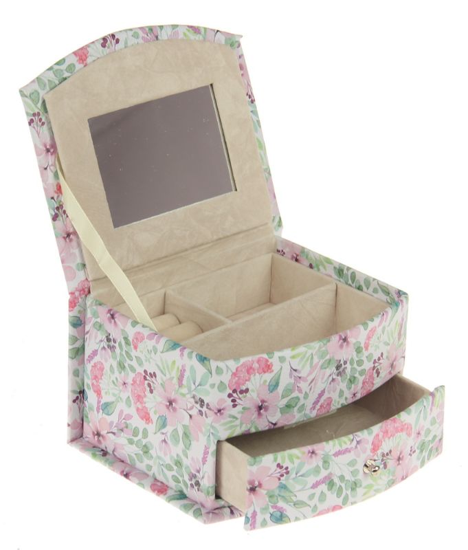 Elegant curved front PU leather jewelry box, small size for organized accessories, ideal for gifting and elegant decor.