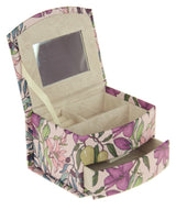 Elegant small jewelry box with floral design for organized storage, measuring 14.5cm wide, 12cm long, and 9cm high.