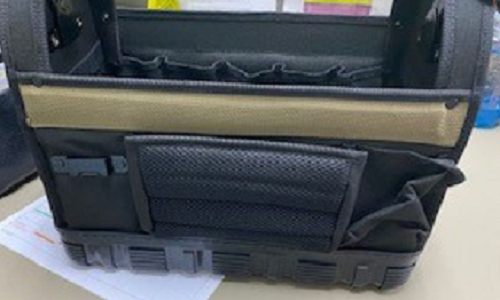 TTG 16in Open Top Tool Bag with waterproof base, 27 pockets, adjustable strap, and sturdy handle for efficient tool organization.