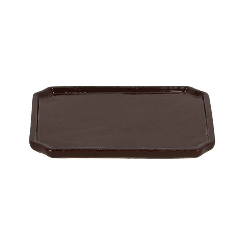 Set of 4 rectangular bonsai saucers (21 x 17 x 2cm) for catching excess water and enhancing plant displays.