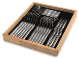 Elegant 24-piece stainless steel cutlery set featuring the iconic Laguiole Bee, perfect for any dining occasion.
