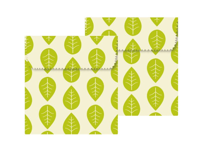 Eco-friendly beeswax sandwich pouches in vibrant Karlstert Leaf design, perfect for on-the-go meals and snacks.