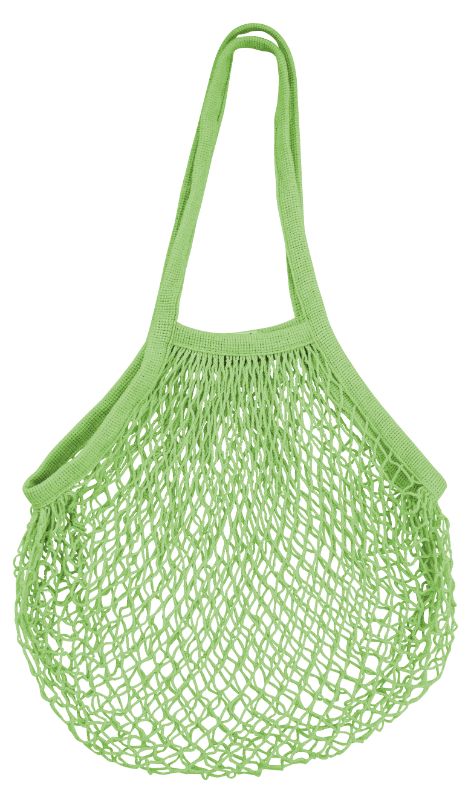 Vibrant lime Long Handle String Bag made of natural cotton, ideal for eco-friendly shopping and versatile carrying.