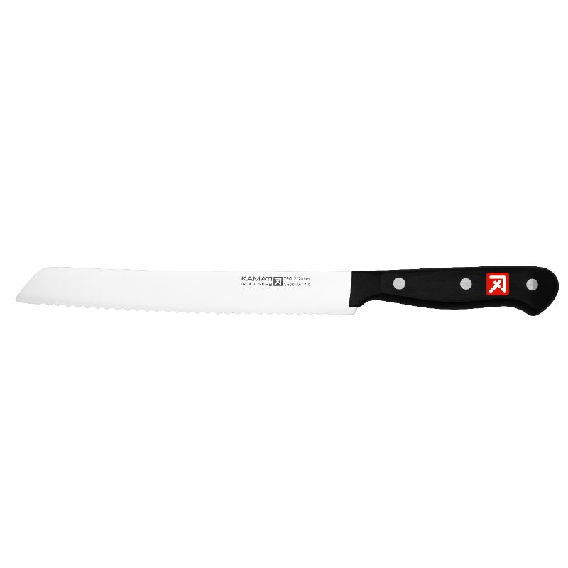 Serrated 20cm bread knife with ergonomic handle, crafted from German stainless steel for perfect, clean slices.